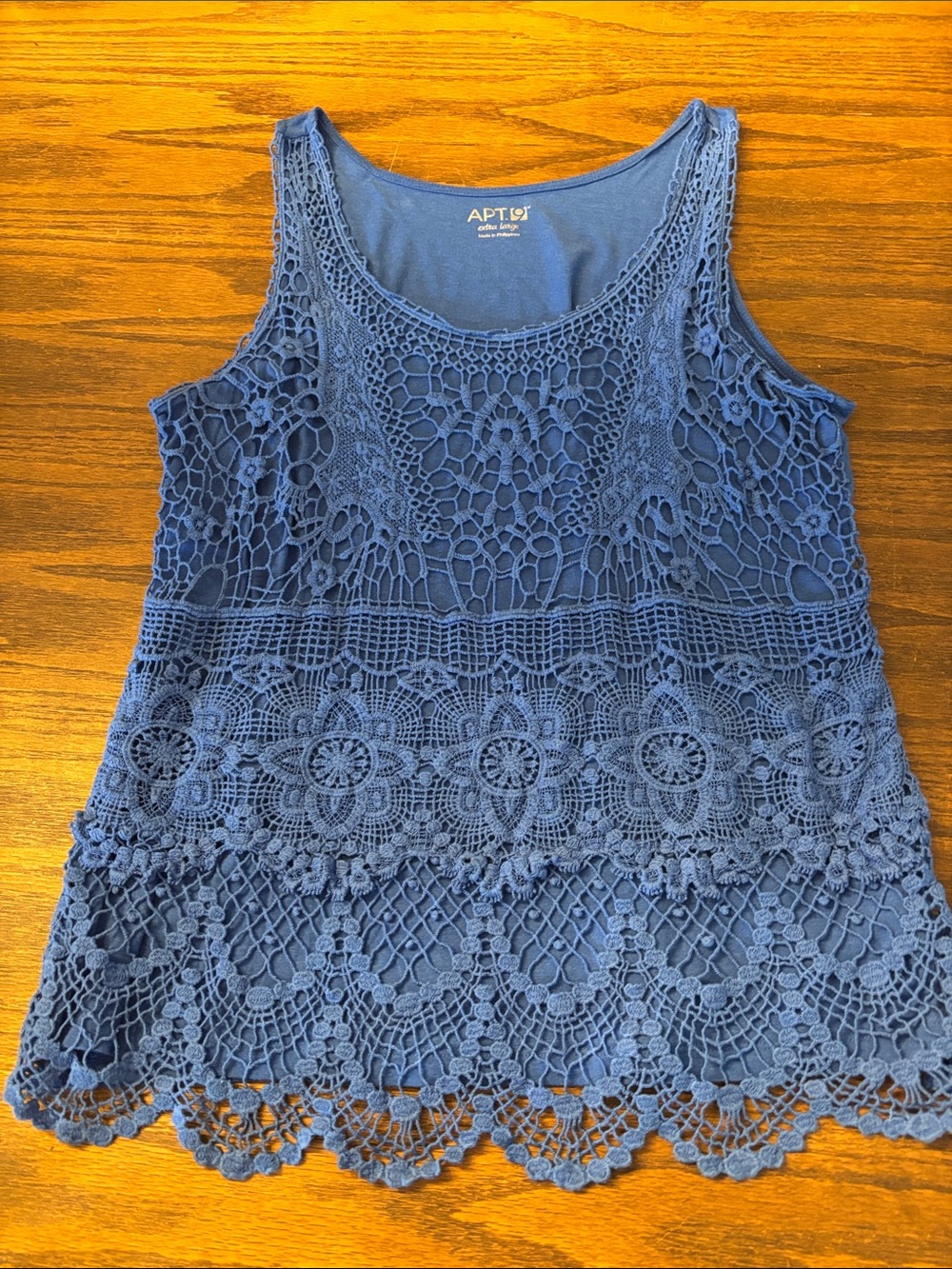 Apt. 9 Navy Blue Crochet-Front Tank